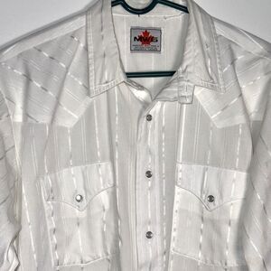 MWG Western Cowboy Pearl Snap Rodeo Shirt Sz XLT 49 inch chest White Tall